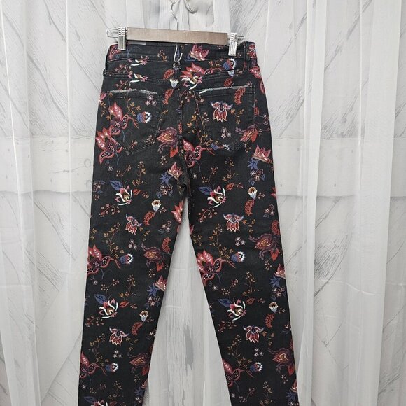 Kensie Black Floral Boho Distressed Grunge Hippie Slim Ankle Jeans 4/27 - Picture 7 of 12